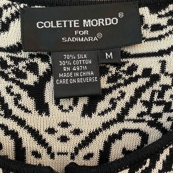 Colette Mordo Sadimara Sz M Black White Jacquard Knit Midi Button Sweater Jacket - Picture 5 of 12